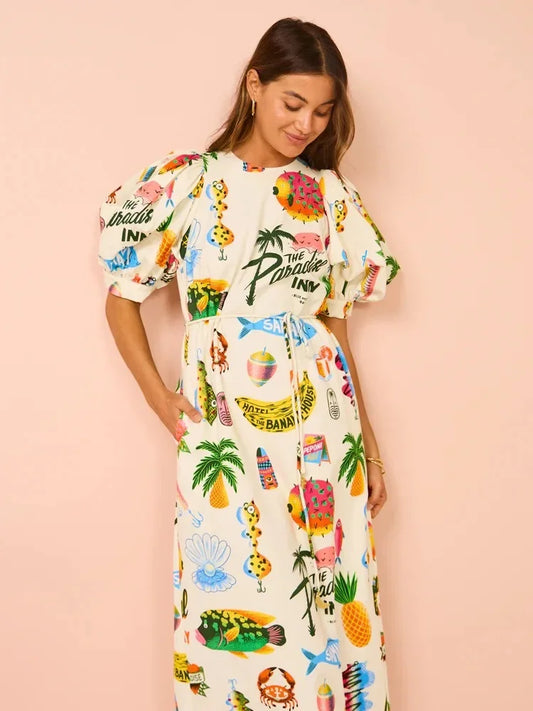 Malia Tropical print dress