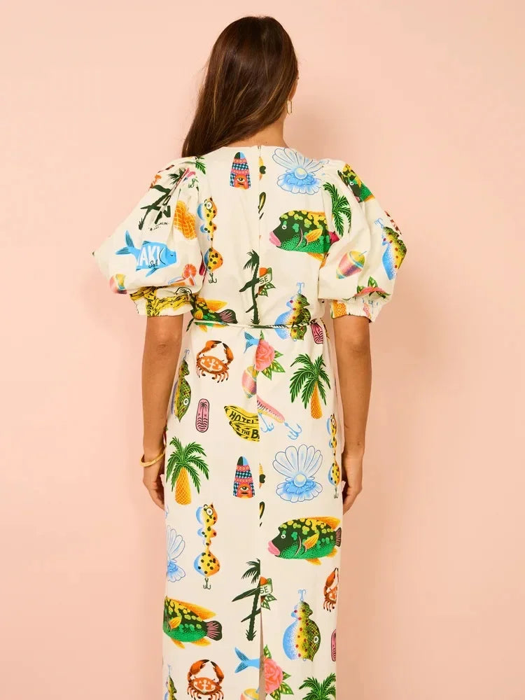 Malia Tropical print dress