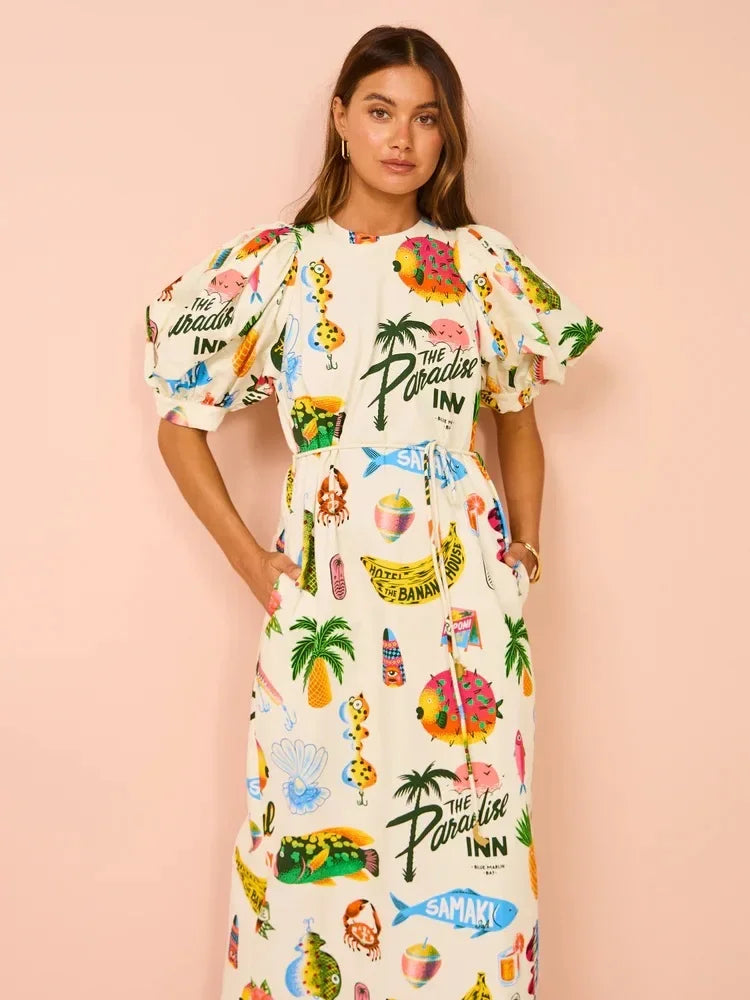 Malia Tropical print dress