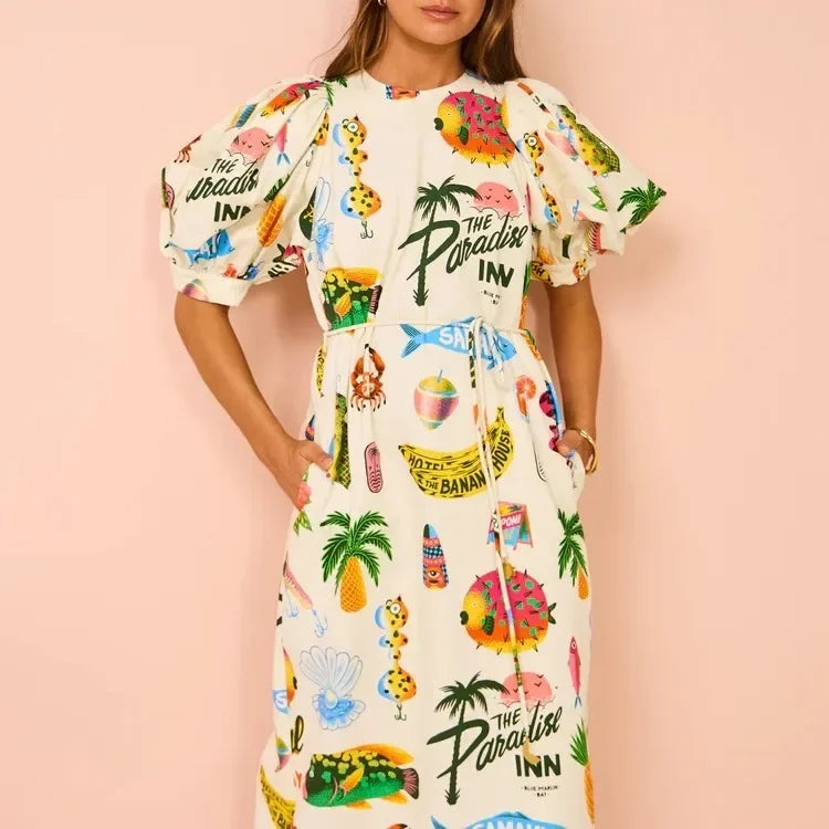 Malia Tropical print dress